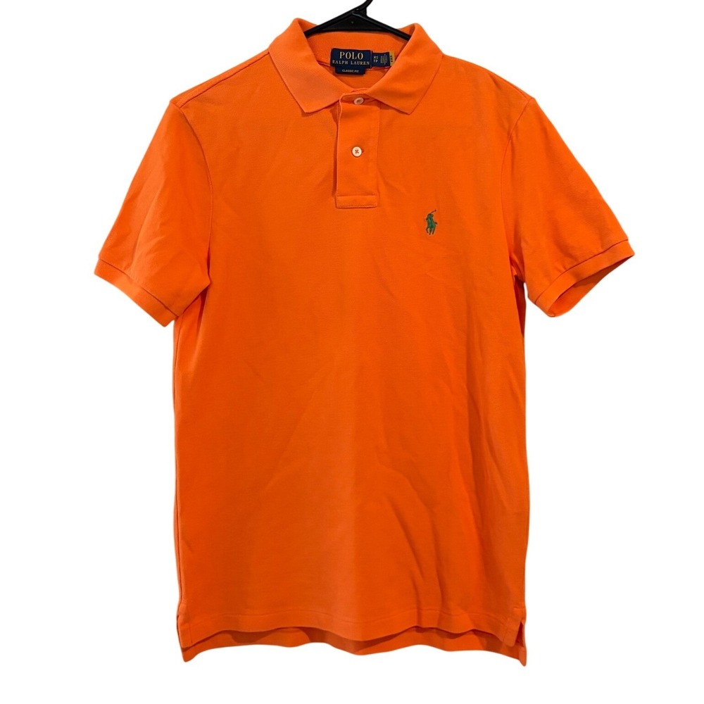 Polo Ralph Lauren Mens Classic Fit Orange Pique Polo Shirt Short Sleeve XS - Picture 1 of 5